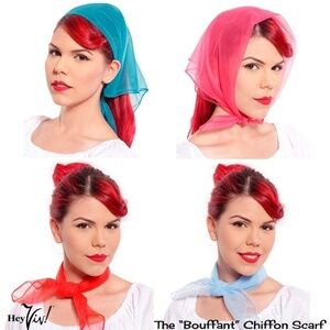 Sheer Chiffon Scarf 50s Retro Style for Head Neck Accent 24" Square - Hey Viv